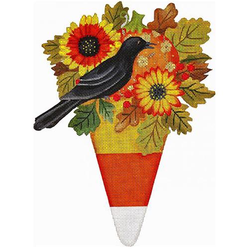 Candy Corn Bouquet with Bird Painted Canvas Melissa Shirley Designs - 1