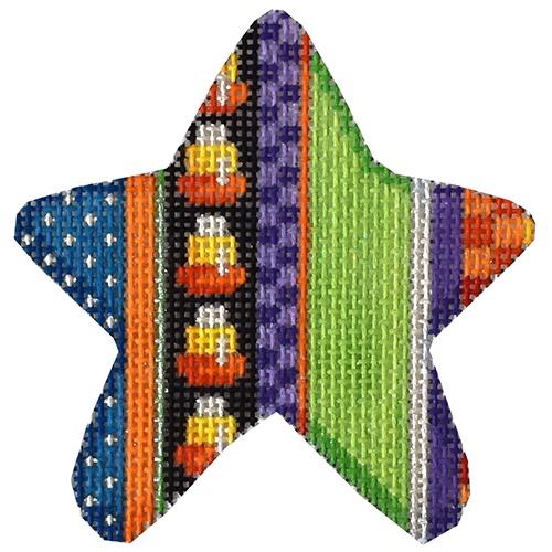 Candy Corn Stripe Halloween Mini Star Painted Canvas Associated Talents - 1