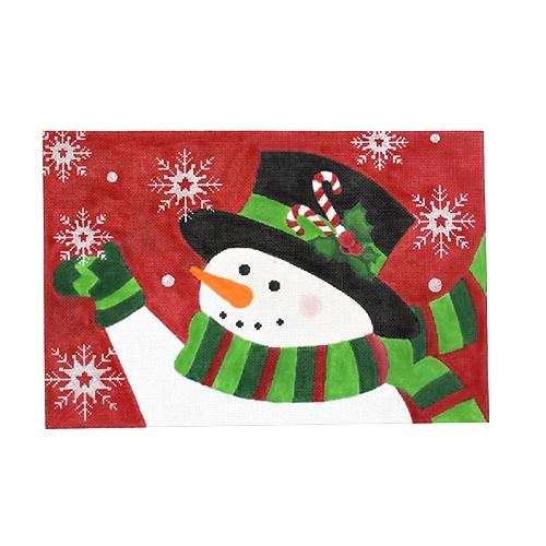 CandyCane Snowman on 18 Painted Canvas Pepperberry Designs - 1