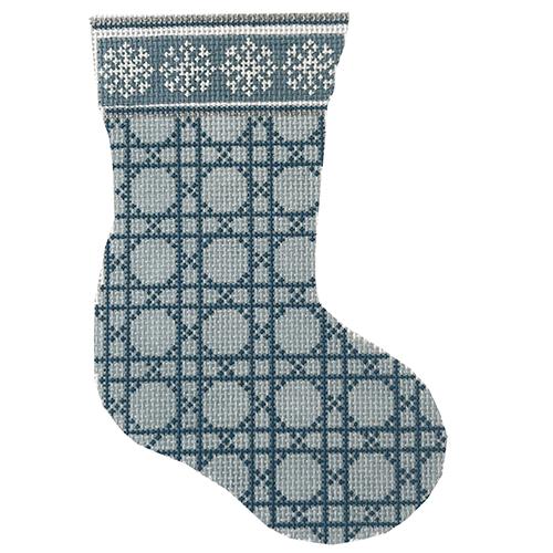 Light Blue and White Santa Skiing Needlepoint Stocking – Lillian Grey