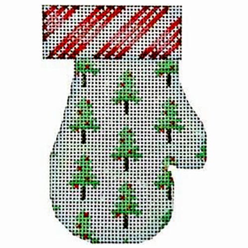 Cane Stripes / Trees Mitten Painted Canvas Associated Talents