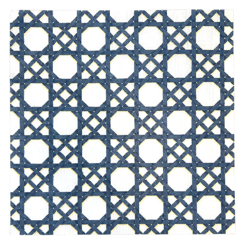 Caning Pattern Square in Blue Painted Canvas Associated Talents