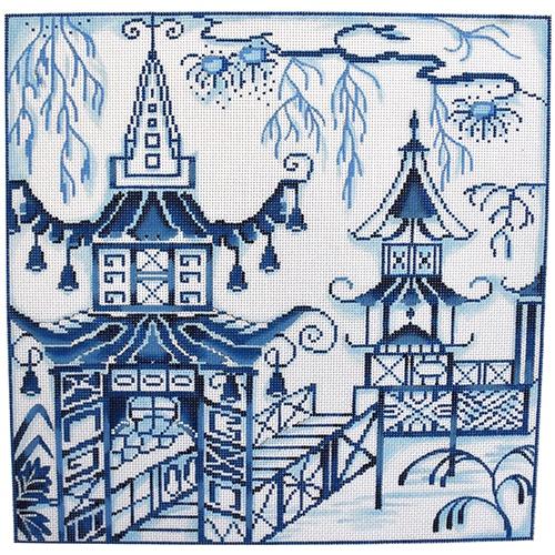 Canton Chinoiserie Painted Canvas Associated Talents - 1