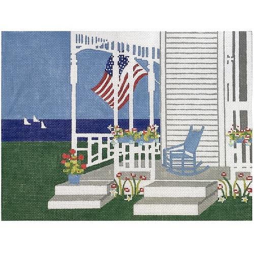 Cape Cod Porch in Summer Painted Canvas TWNC Designs - 1