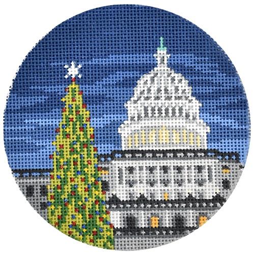 Capitol Christmas Tree Ornament Painted Canvas Needle Crossings - 1