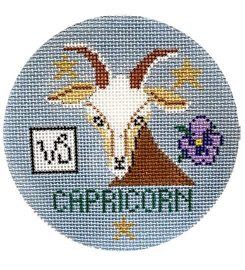 Capricorn Zodiac Ornament Painted Canvas Doolittle Stitchery - 1