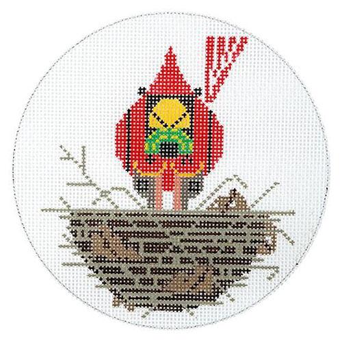 Cardinal Cradle Ornament with Stitch Guide Painted Canvas Charley Harper - 1