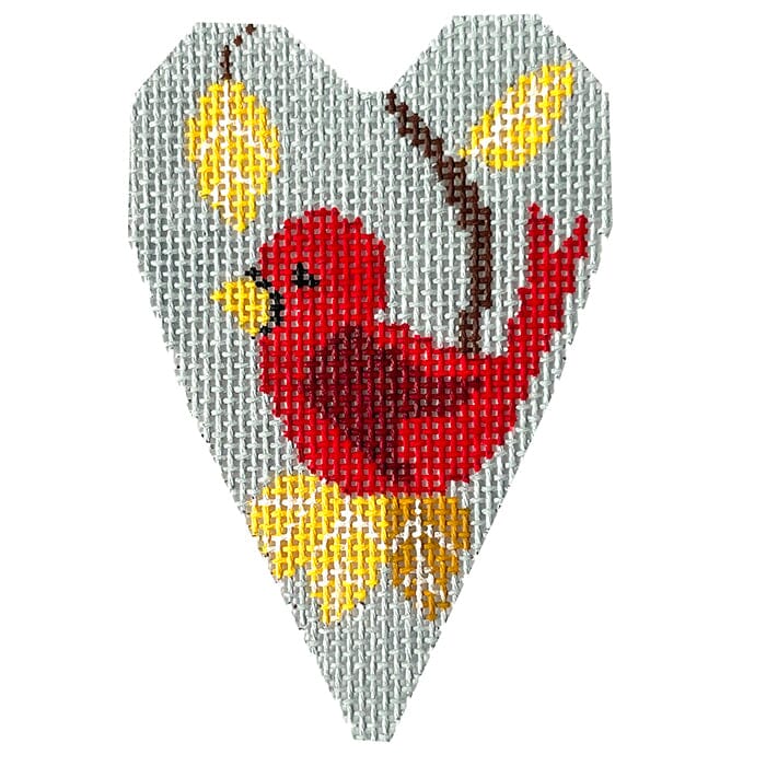 Cardinal Heart Painted Canvas NeedleDeeva - 1