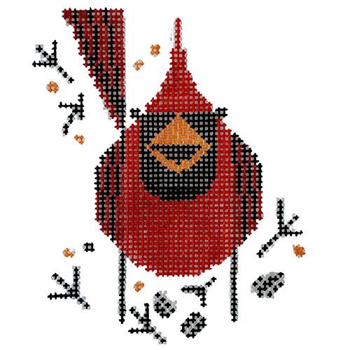 Cardinal Making Tracks Ornament Painted Canvas The Meredith Collection - 1