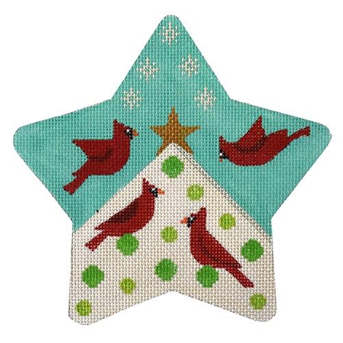 Cardinals Star Painted Canvas Eye Candy Needleart - 1
