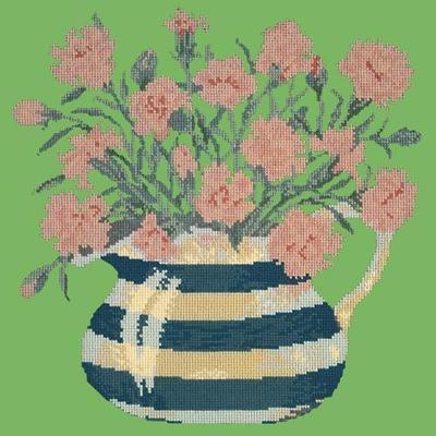 Carnation Jug Needlepoint Kit Kits Elizabeth Bradley Design Grass Green 