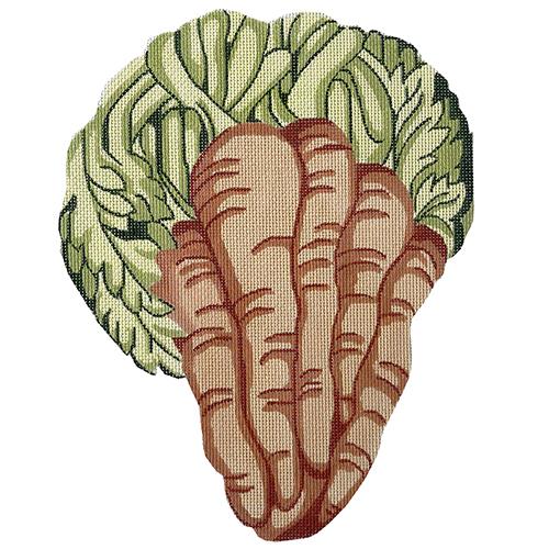 Carrots Bunch Pillow Painted Canvas Silver Needle - 1