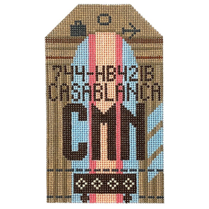 Casablanca CMN Travel Tag Painted Canvas Hedgehog Needlepoint - 1
