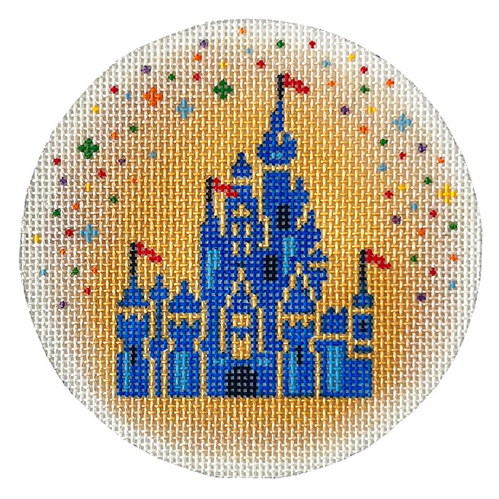 Castle Round on Gold Painted Canvas Lauren Bloch Designs - 1