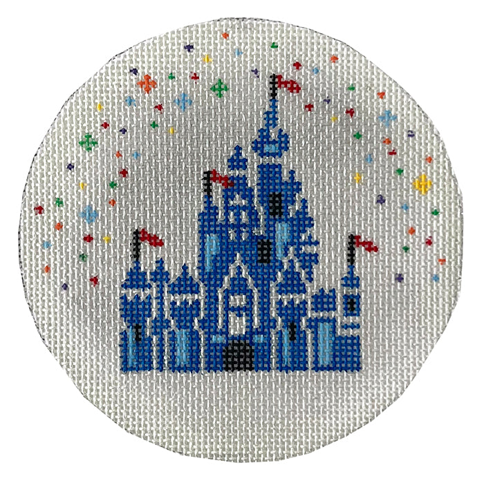 Castle Round on Silver Painted Canvas Lauren Bloch Designs - 1