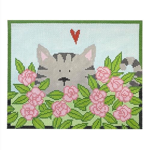 Cat in Flowers Painted Canvas Pippin