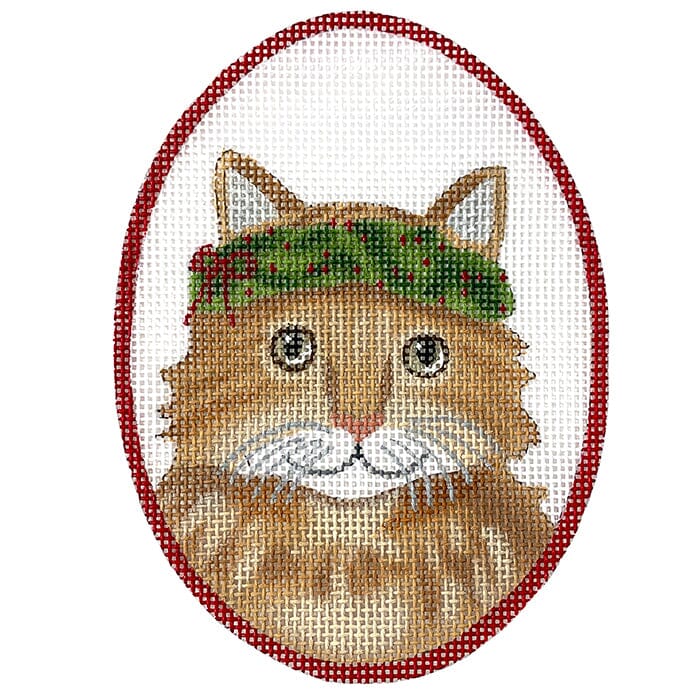 Cat with Wreath Painted Canvas CBK Needlepoint Collections - 1