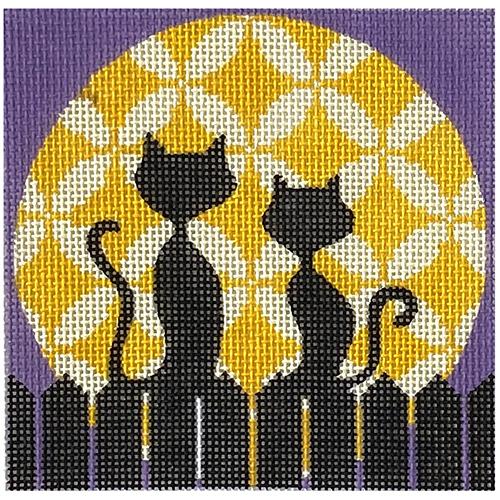 Cat's Moon on 18 Painted Canvas Eye Candy Needleart