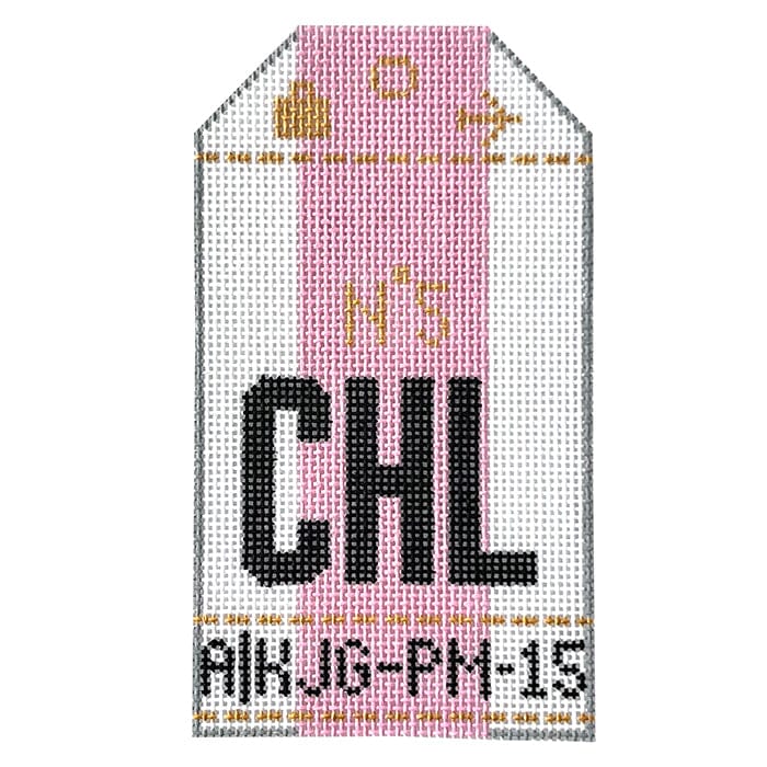 Challis CHL Travel Tag Painted Canvas Hedgehog Needlepoint