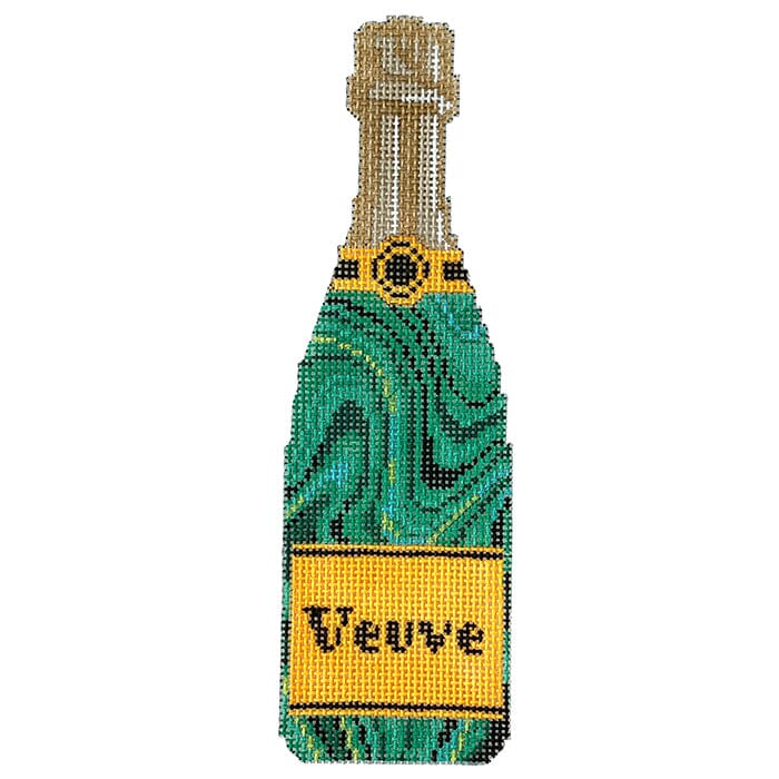 Champagne Bottle Malachite Painted Canvas C'ate La Vie - 1