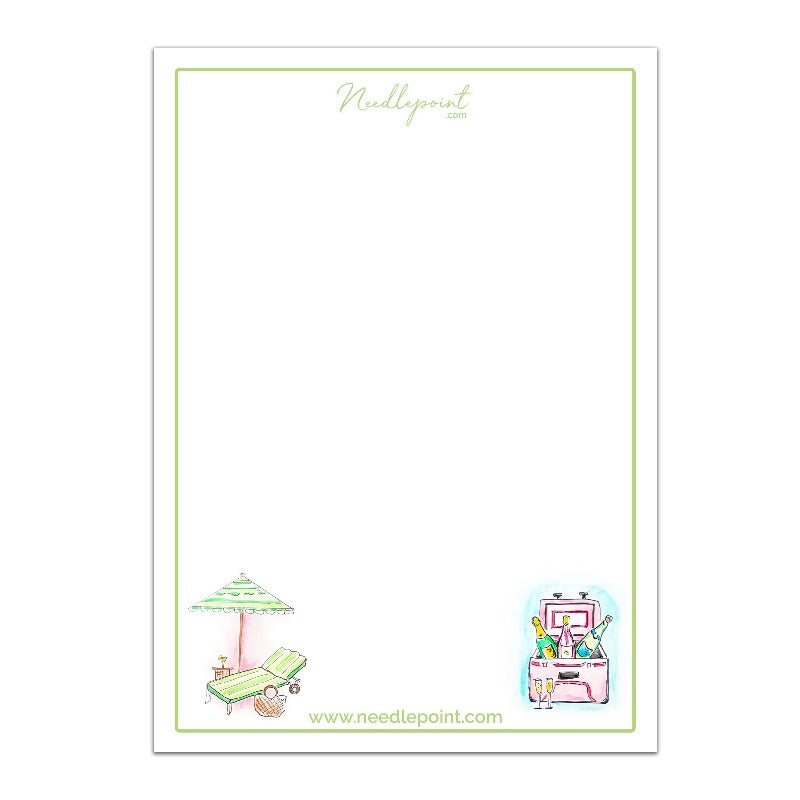Champagne Cooler & Chaise Lounge Notepad Accessories Needlepoint.Com - 1