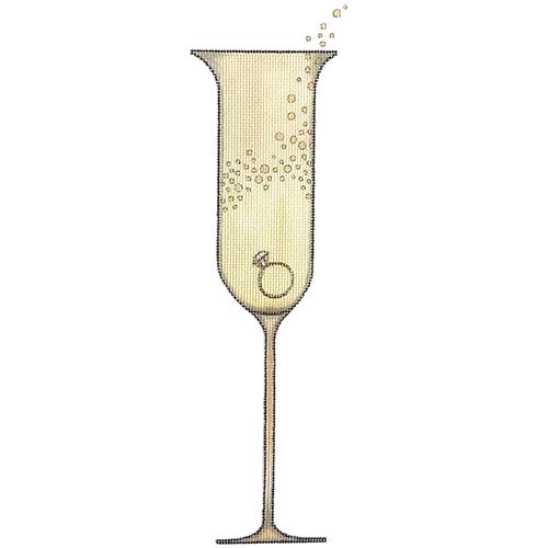 Champagne Glass with Engagement Ring Painted Canvas & More - 1