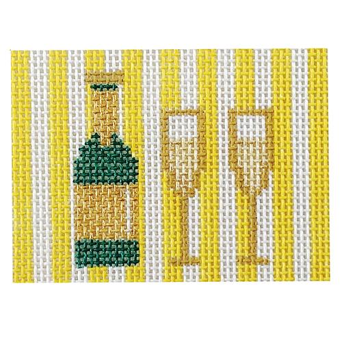Champagne with Stripes Yellow Painted Canvas Kangaroo Paw Designs - 1