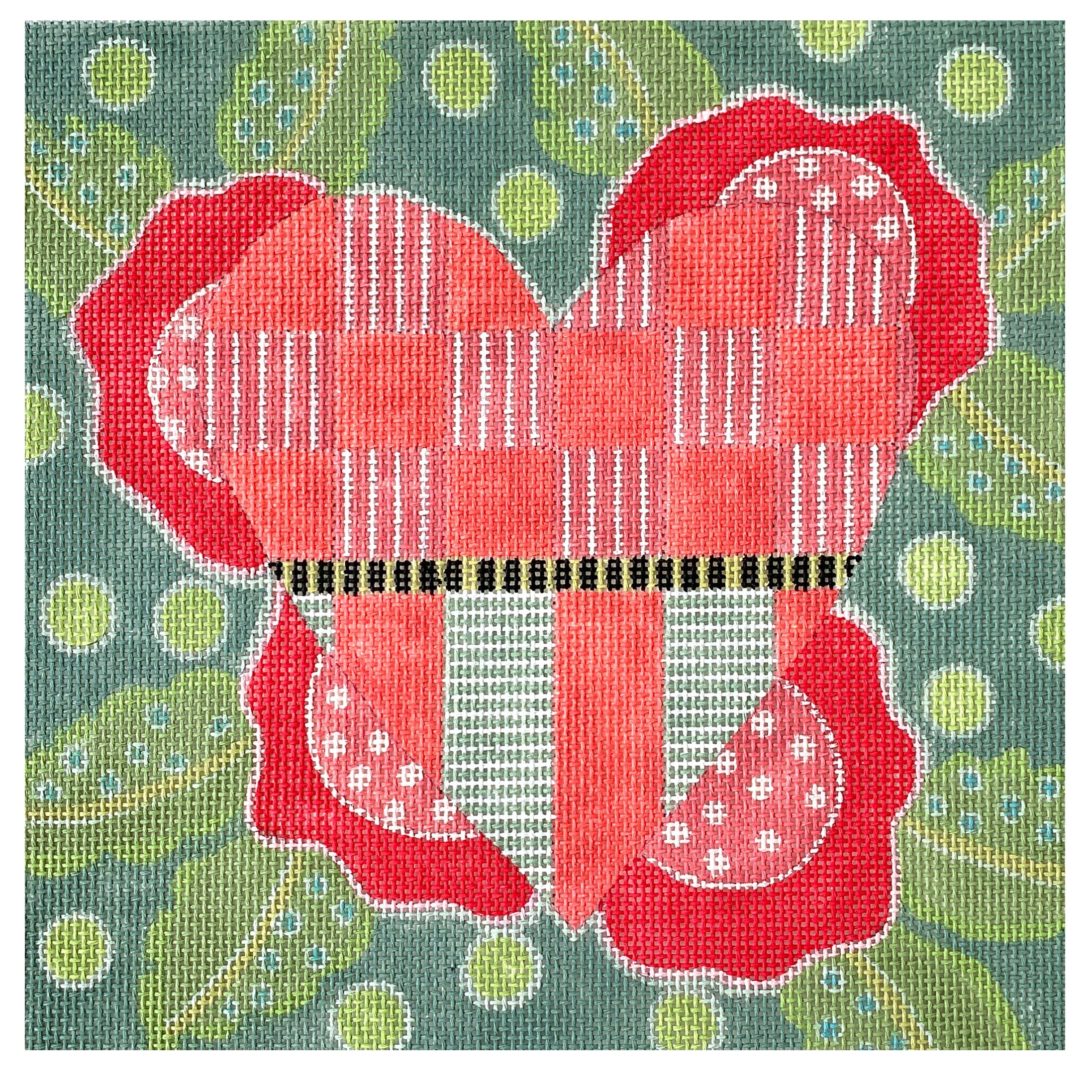 Checked Heart Painted Canvas ditto! Needle Point Works - 1