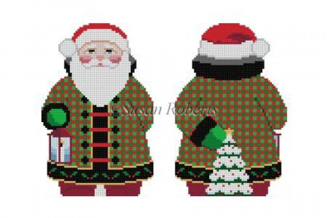 Checker Coat Santa Painted Canvas Susan Roberts Needlepoint Designs, Inc. - 1