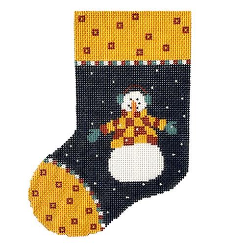 Checkered Snowman - Rocky Painted Canvas Pippin