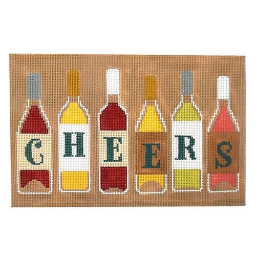 Cheers Wine Bottles Painted Canvas CBK Needlepoint Collections - 1