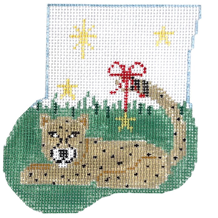 Cheetah Mini Sock with Cheetah Insert Painted Canvas Kathy Schenkel Designs