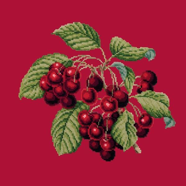 Cherries Needlepoint Kit Kits Elizabeth Bradley Design Bright Red