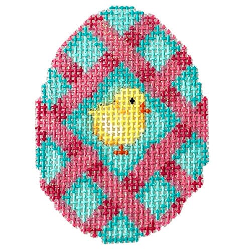 Chick on Pink Lattice Mini Egg Painted Canvas Associated Talents