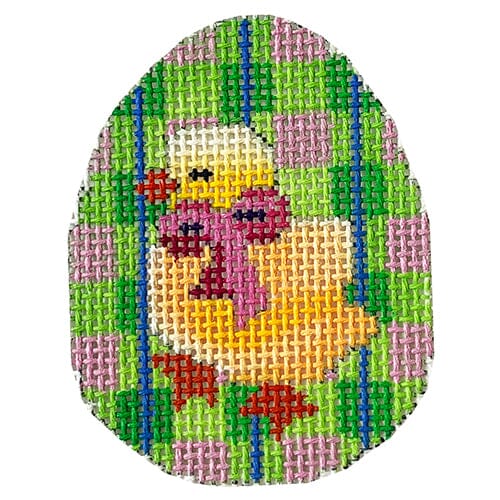 Chick on Plaid Mini Egg Painted Canvas Associated Talents - 1