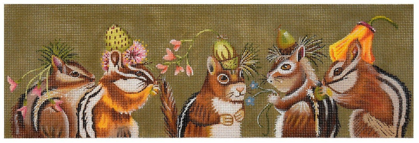 Chipmunk Party Painted Canvas Vicky Sawyer