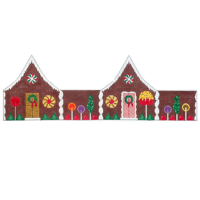 Chocolate Gingerbread House with Lifesaver Roof Painted Canvas Susan Roberts Needlepoint Designs Inc. - 1