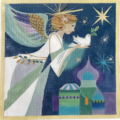 Christmas Angel with Peace Dove Painted Canvas Love You More - 1