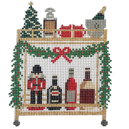 Christmas Bar Cart Painted Canvas Morgan Julia Designs - 1