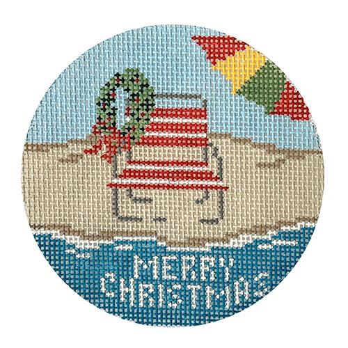 Christmas Beach Chair Painted Canvas Needle Crossings - 1