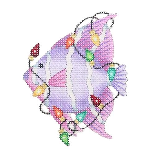 Christmas by the Sea Angel Fish with Christmas Lights Painted Canvas Burnett & Bradley - 1