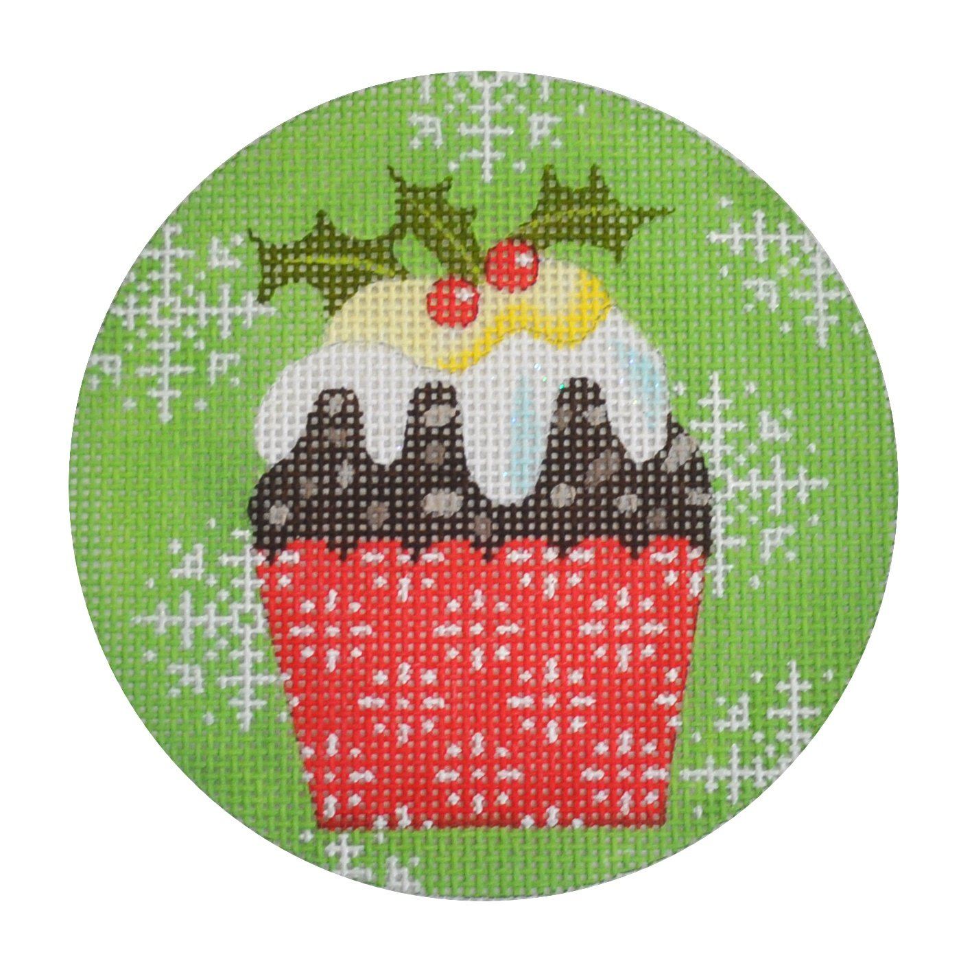 Christmas Cupcake Holly Painted Canvas Kirk & Bradley - 1