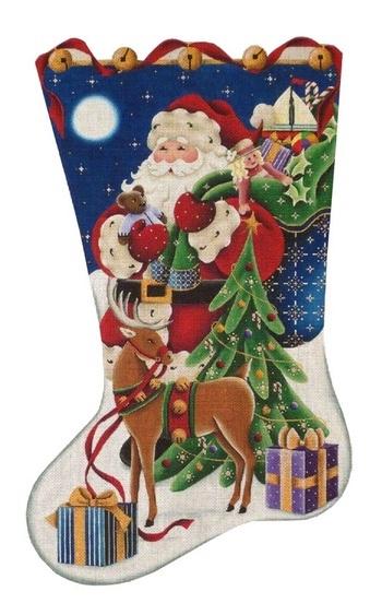 Christmas Eve Stocking on 18 Painted Canvas Rebecca Wood Designs
