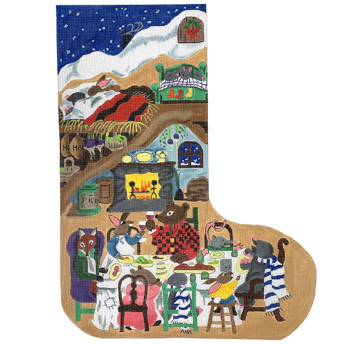 Christmas Feast Stocking Painted Canvas Susan Roberts Needlepoint Designs Inc.
