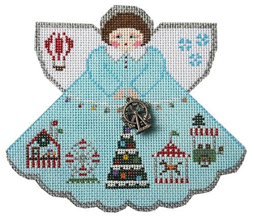 Christmas Festival Angel (Light Blue) Painted Canvas Painted Pony Designs - 1