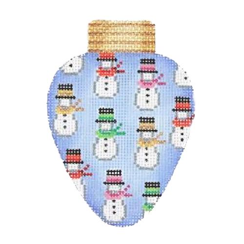 Christmas Light Blue with Snowmen Painted Canvas Burnett & Bradley - 1