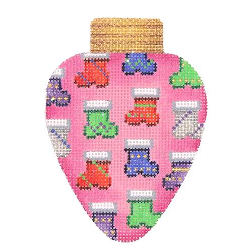 Christmas Light - Pink with Socks Painted Canvas Burnett & Bradley