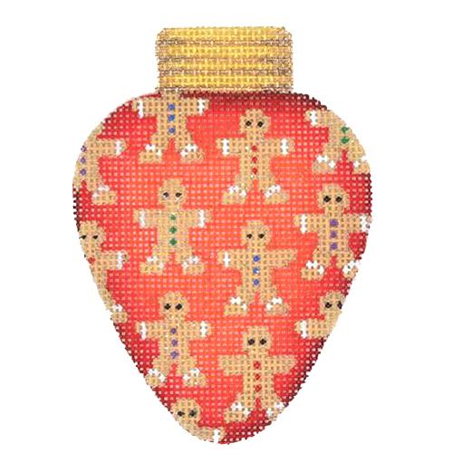 Christmas Light Red with Gingerbread Men Painted Canvas Burnett & Bradley - 1