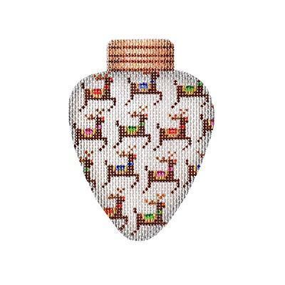 Christmas Light Silver with Reindeer Painted Canvas Burnett & Bradley - 1