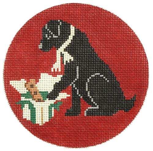 Christmas Morning Black Lab Painted Canvas CBK Needlepoint Collections - 1